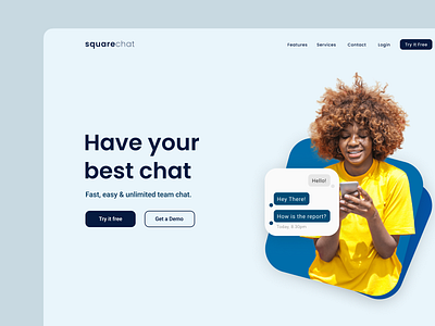 SquareChat - Team Chat App Web Design chat design graphic design ui website