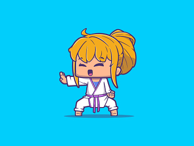 Meet the Jujitsu Girl: A Cute Cartoon Character for Martial Arts branding cartoon cute design girl graphic design illustration jiujitsu karate kids vector