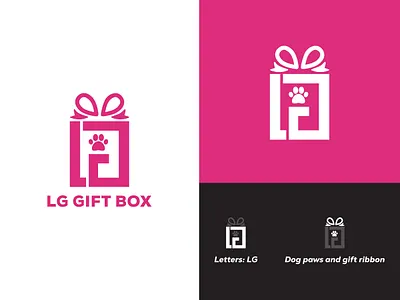 LG Gift Box colorful logo dog gift gift box initial letter logo lg letters logo design paws gift