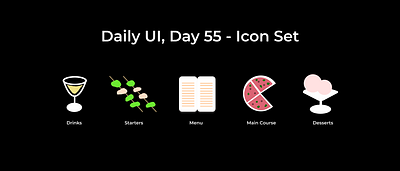 Daily UI, Day 55 - Icon Set 100daychallenge 100daysofui appicons dailyui dailyuichallenge dailyuiday55 day55ofui icons iconset iconsetui iconui menuui restaurantui ui uichallenge