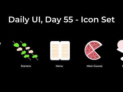 Daily UI, Day 55 - Icon Set 100daychallenge 100daysofui appicons dailyui dailyuichallenge dailyuiday55 day55ofui icons iconset iconsetui iconui menuui restaurantui ui uichallenge