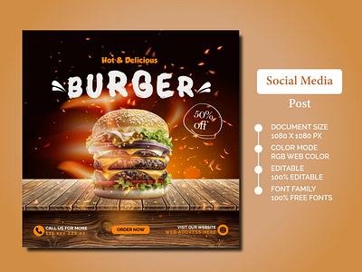 Social Media Food Post Design Template branding cover design graphic design illustration vector