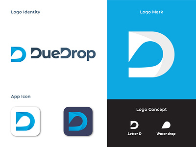 DueDrop Water Supply Company Logo app logo brand logo colorful logo corporate logo drop initial letter logo letter d logo design modern logo oil water