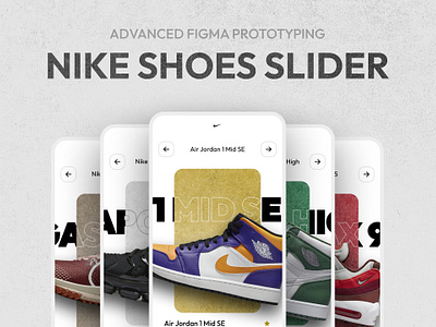 fancy carousel interaction in figma (nike shoes) advanced advancedfigmaprototyping airjordan animation design figma figmaanimation figmadesign figmaprototyping figmatips nike nikeshoes prototype prototyping shoes tutorial ui uidesign userinterface
