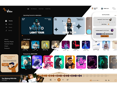 Viibe - Music Streaming Platform app design graphic design illustration logo music song streaming typography ui ux vector