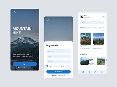 UX/UI Mobile app for hiking in the mountains design figma mobile mountain ui ux web