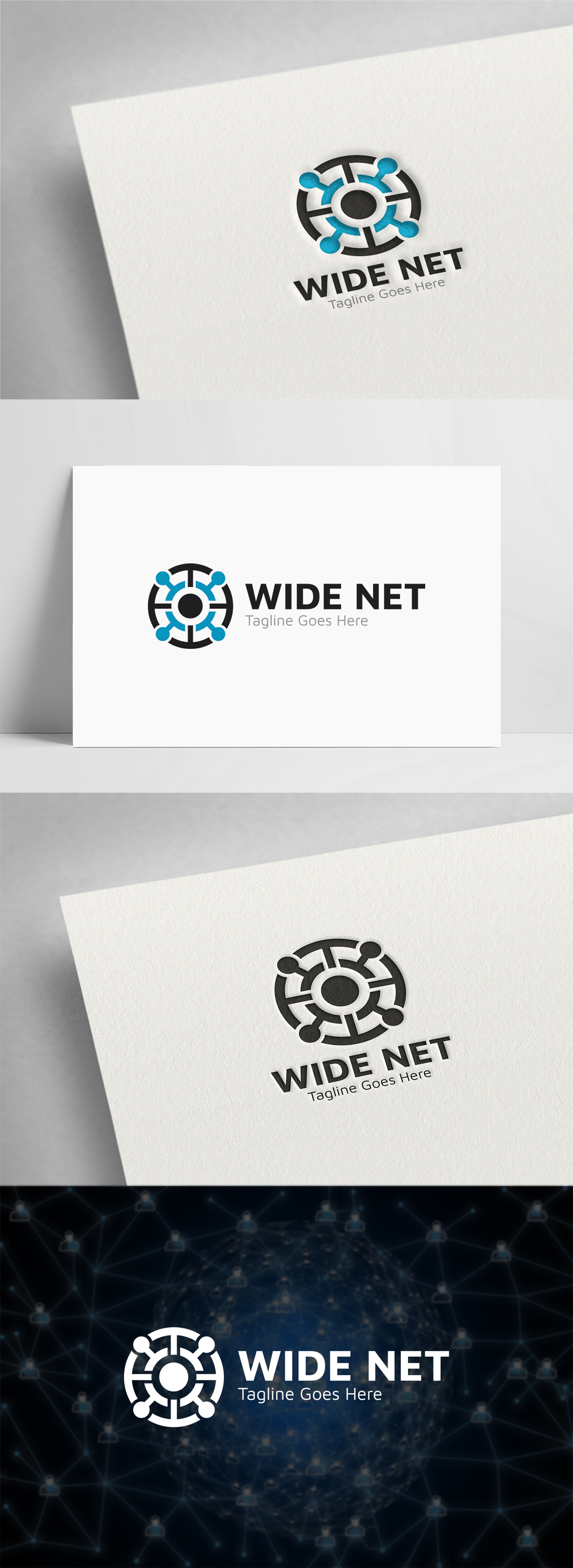 Wide Net Logo clean minimal networking logo simple technologies