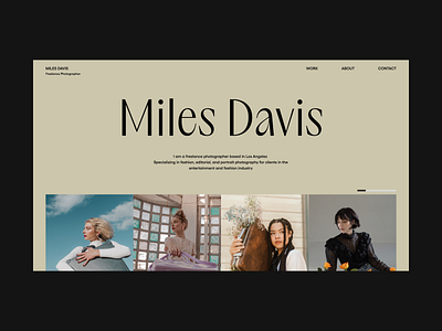 Miles Davis Landing Page clean design home page landing landing page minimal minmal modern photographer portfolio typography ui ui design uiux user interface ux web web design website white space