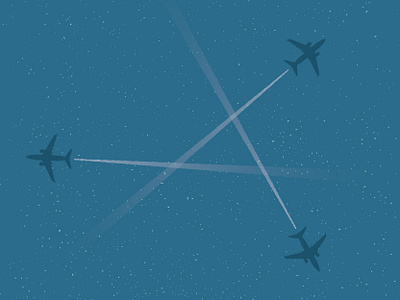 Frequent Flyers above airlines airplanes chemtrail chris rooney dark flight flying illustration jets night overlap planes sky stars streak travel