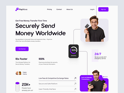 PayMove Landing Page Design - The Future of Finance Management animation branding design falconthought fastmoney finance finance landing page landing page money transfer website moneymanagement moneytransfer paymove securefinance ui user interface design ux visual web design website