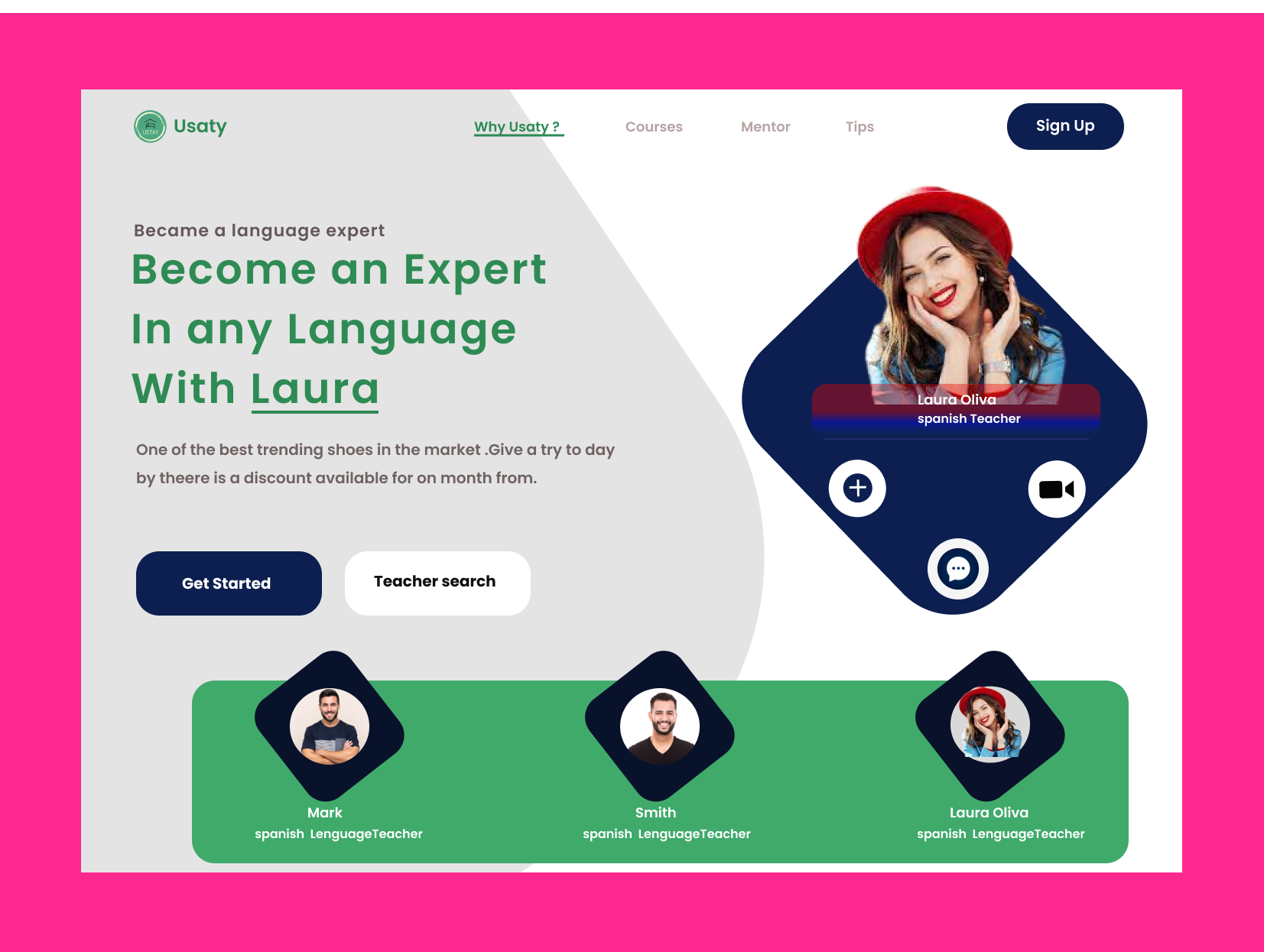 Landing page of teach website app logo typography uiux design web