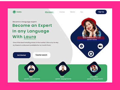 Landing page of teach website app logo typography uiux design web