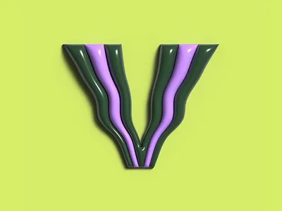 36 days of type day 22 3 d letter 36 days 36 days of type 36 days of type v 36 days v graphic design graphic letter illustration inflated text letter design shapes simple