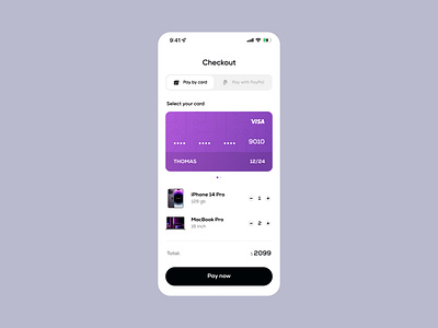 Credit Card Checkout - Design Challenge #2 app design card checkout iphone minimal minimalism pay payment paypal ui ui design