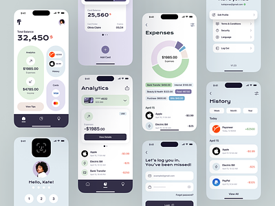 FinTrack - Fintech mobile app analytics banking card balance cards dashboard figma design finances fintech fintrack freelance job lock screen mobile app mobile dashboard monobank online banking profile sign in smartbank ui ux