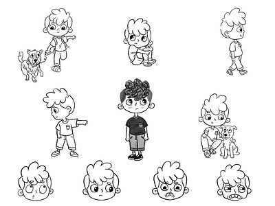 Boy character sheet character characterdesign childrensbookillustration comic illustration