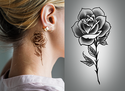 Minimalist tattoo design art black and grey black and white feminen flower graphic design minimalist rose tattoo tattoo artist