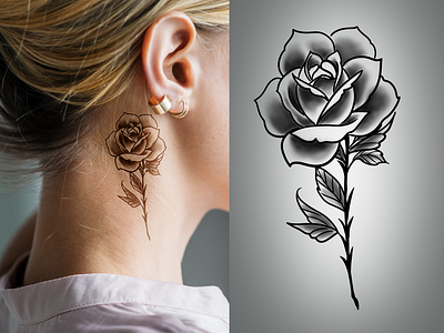 Minimalist tattoo design art black and grey black and white feminen flower graphic design minimalist rose tattoo tattoo artist