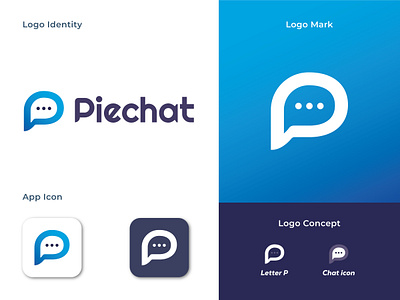 Piechat Communication Logo app logo brand logo chat logo colorful logo corporate logo initial letter logo letter p logo design minimalist logo modern logo