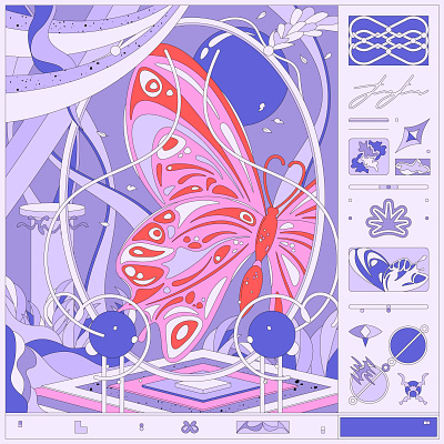 Ethereal blue butterfly color color palette colorful colors digital art graphic illustration illustration illustrator pink pink and blue purple vector vector art vectorart vectors vibrant
