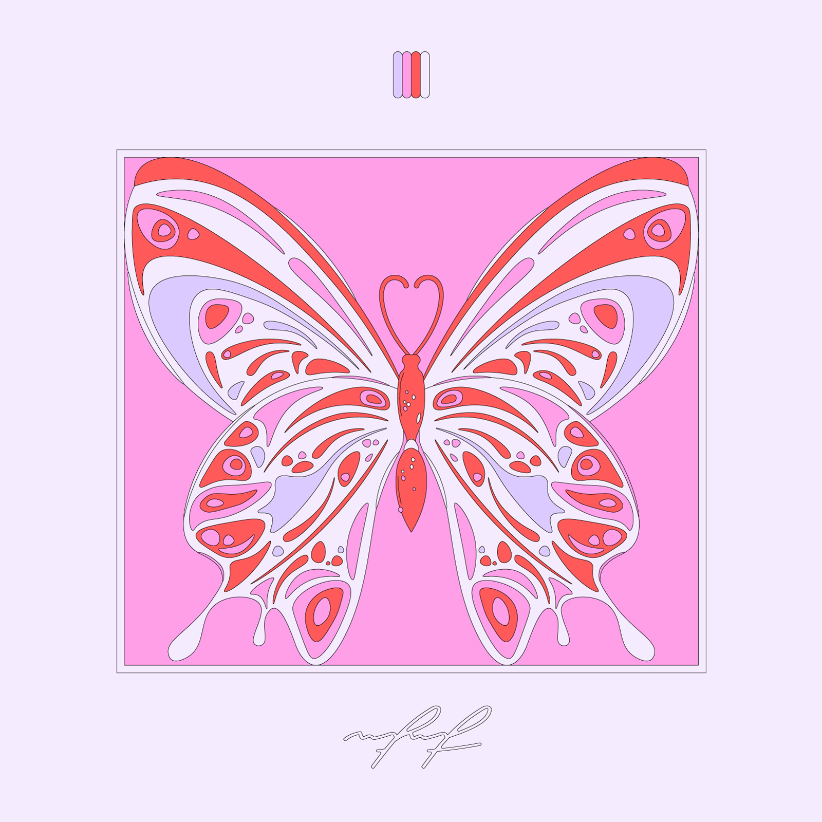Butterfly (Detail) art butterfly color combination color inspiration color palette colorful comission illustration insect insect art insect illustration metamorphosis pink and red symbolism vector art vector graphic vectorart vectors wings
