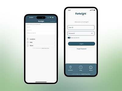 Forbright Bank New Login Page Design app design appui banking app design forbright bank freelance login page mobile banking app proposal redesign uiux