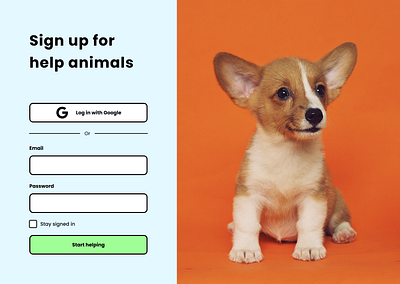 Sign up for animal-helpinng center dailyui design graphic design ui ux