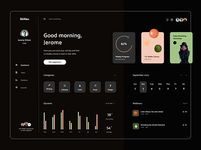 Dashboard design: Dark mode darkmode dashboard design typography ui uiux ux webdesign webui