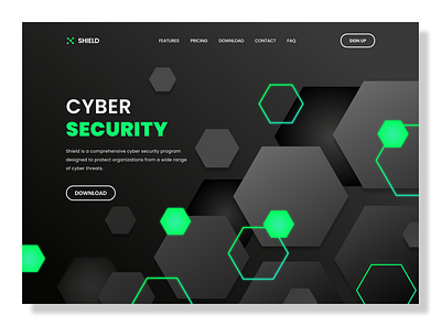 Cyber Security - Design Concept 3d concept design cybersecurity data design exploration features green header landingpage minimalism product security ui ux uxui design web design website
