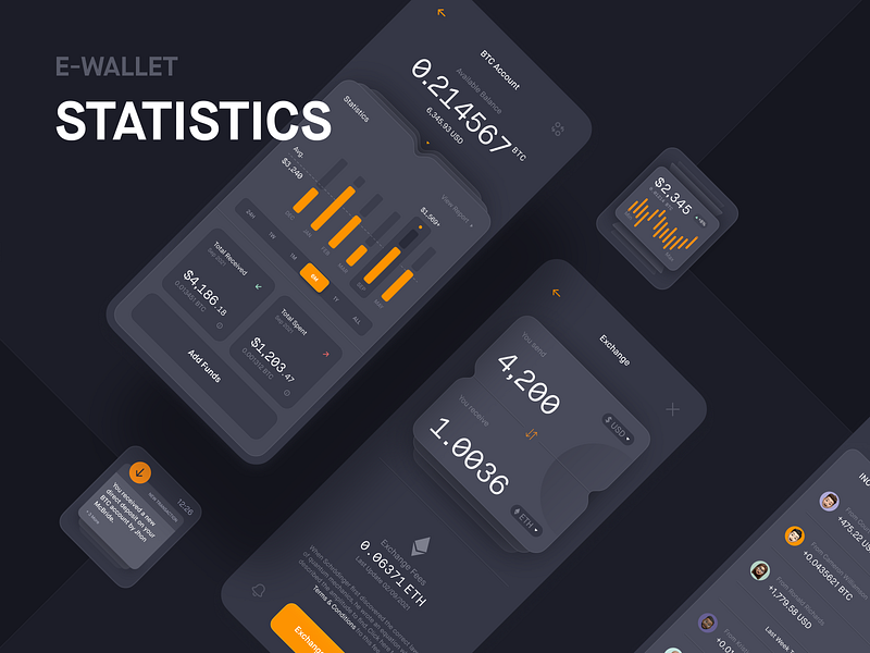 DASH Cryptowallet: Exchange & Statistics - Part 3/6 analytics animation app blockchain crypto cryptocurrency design dtail fiat finance fintech interface payment savings schedule smartwatch strategy system wallet