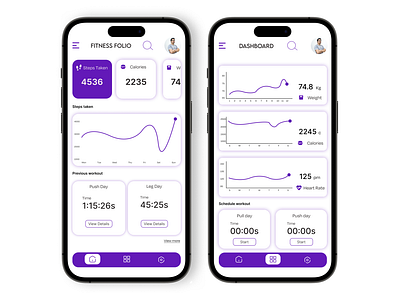 Fitness folio App design: UI design app figma fitness ap health app home page ui design