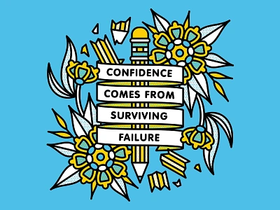 Surviving Failure broken confidence failure floral flowers good vibes halftone ill illustration monoline pencil pop art print tattoo try