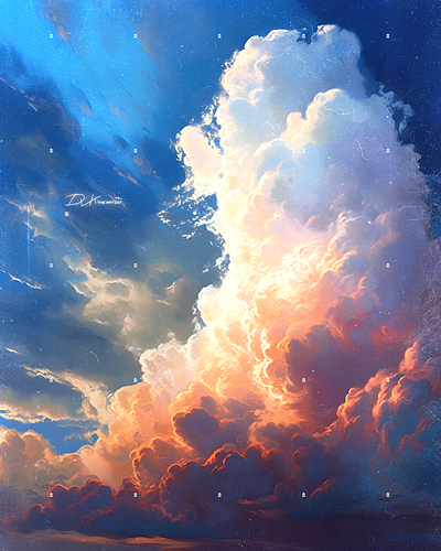 Vibe check ai art blue sky clouds digital art dvk the artist mood romantic spring summer vibes