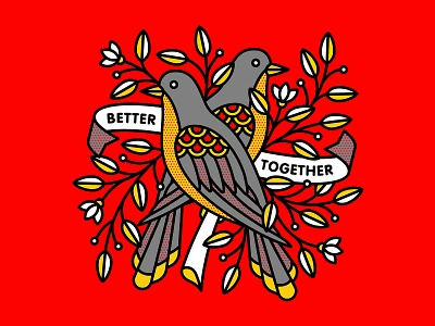 Better Together bird birds climate change halftone illustration monoline nature spring tattoo together