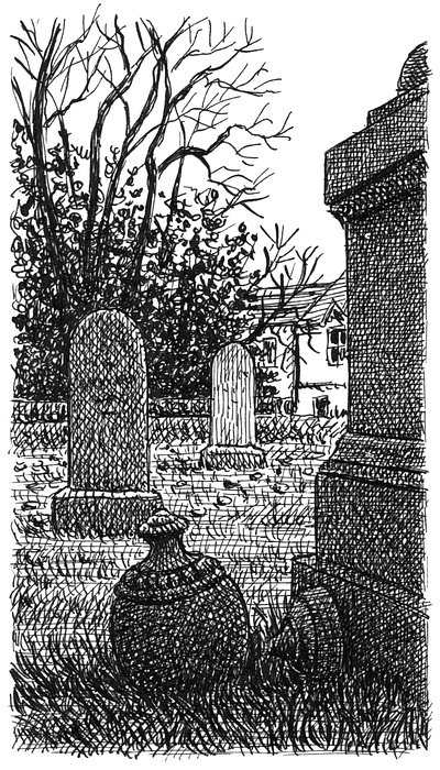 Fallen Urn art artist artwork cemetery creepy drawing hand drawn illustration ink morbid scary