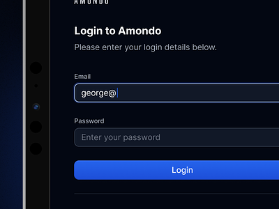 Amondo — Login auth button dashboard focus input login product design quote testimonial ui