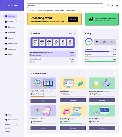 Students Dashboard/Online courses colors dashboard design flat icon illustration logo minimal minimalism online courses statistics typography ui ux vector web web site webdesign website