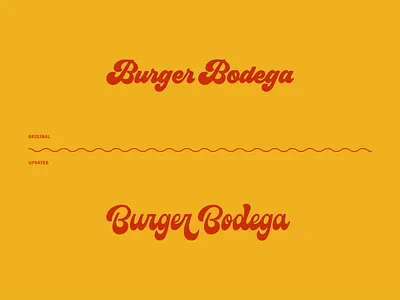 Burger Bodega Logotype Update (before/after) branding hand lettered logo hand lettering lettered logo lettering logo logotype restaurant brand restaurant branding script logo typography