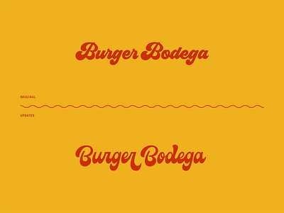 Burger Bodega Logotype Update (before/after) branding hand lettered logo hand lettering lettered logo lettering logo logotype restaurant brand restaurant branding script logo typography