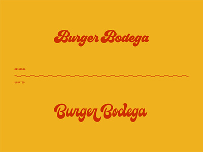 Burger Bodega Logotype Update (before/after) branding hand lettered logo hand lettering lettered logo lettering logo logotype restaurant brand restaurant branding script logo typography