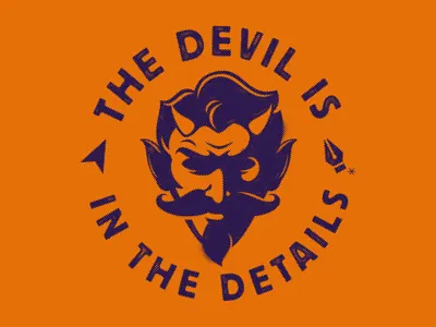 The Devil Is In The Details branding devil graphic graphic design hair hell horns illustration illustrator logo design mascot mustache photoshop satan sports logo t shirt