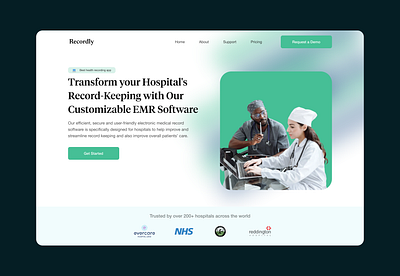 Electronic Medical Record Software Landing Page Design -#DailyUI design emrapp landingpage medicalapp ui ux webdesign webdesigner