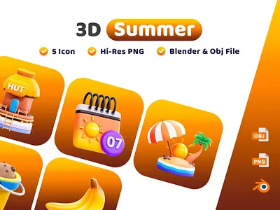 Summer 3D Icon 3d 3d art 3d artist 3d icon 3d illustration 3d ilustration 3d modeling icon icon a day icon design icon pack icon set iconography icons icons pack icons set iconset line icons ui icons ui kit