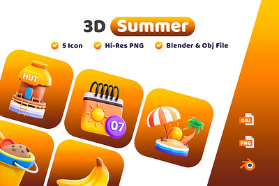 Summer 3D Icon 3d 3d art 3d artist 3d icon 3d illustration 3d ilustration 3d modeling icon icon a day icon design icon pack icon set iconography icons icons pack icons set iconset line icons ui icons ui kit