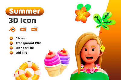 Summer 3D Icon 3d 3d art 3d artist 3d icon 3d illustration 3d ilustration 3d modeling icon icon a day icon design icon pack icon set iconography icons icons pack icons set iconset line icons ui icons ui kit