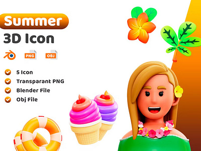 Summer 3D Icon 3d 3d art 3d artist 3d icon 3d illustration 3d ilustration 3d modeling icon icon a day icon design icon pack icon set iconography icons icons pack icons set iconset line icons ui icons ui kit