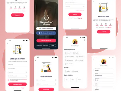 Matrimony Login and Sign up Screen app appdesign application graphic design loginpage matrimony mobile app mobile app design research singuppage ui uiuxdesign