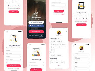 Matrimony Login and Sign up Screen app appdesign application graphic design loginpage matrimony mobile app mobile app design research singuppage ui uiuxdesign