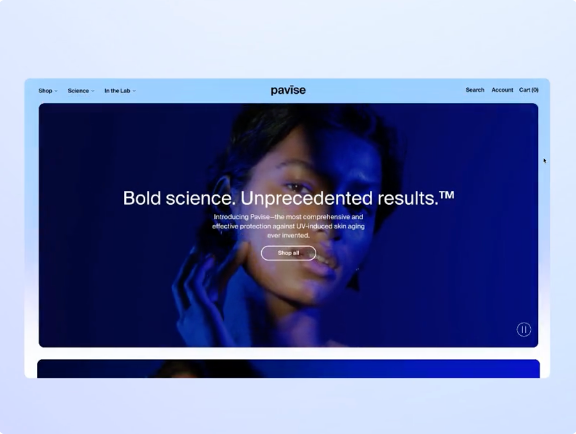 Pavise Brand & Website Launch animation design ecommerce ui ux web website