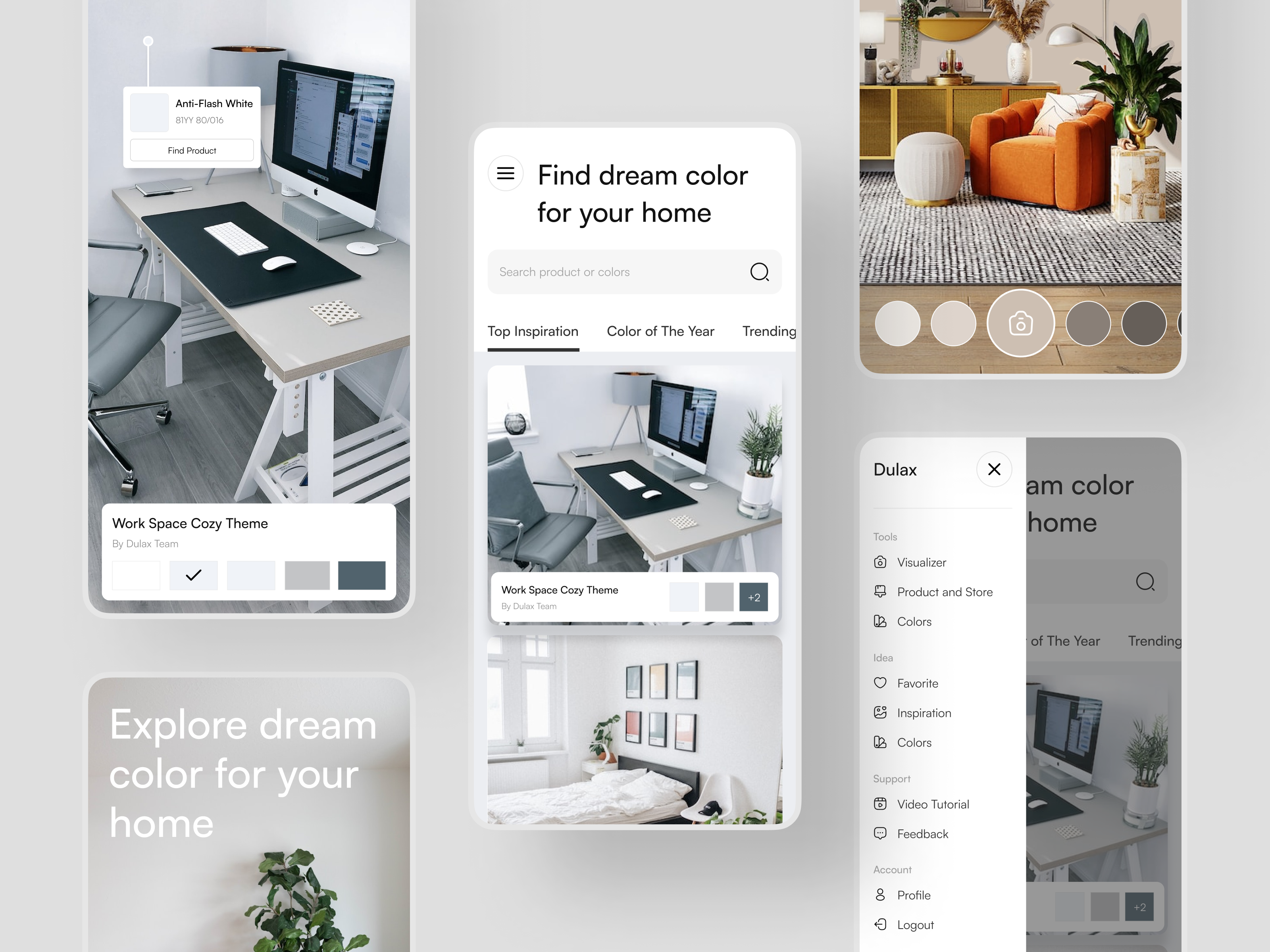 Dulax - AR Visualizer App app app design ar ar app augmented augmented reality clean colors design mobile reality ui visualiser